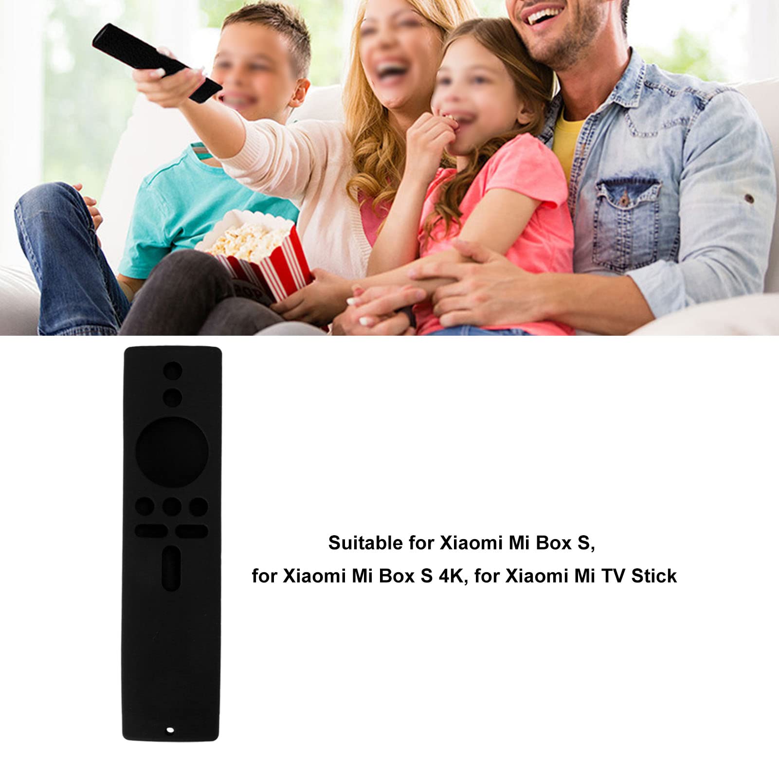 SIXRUN Funda de Silicona para Mi Box S Funda de Control Remoto de Silicona Suave con Agarre Antideslizante Recortes Precisos Cordón Lavable Ajuste para Usuarios de Mi Box S 4K TV Stick (Black)