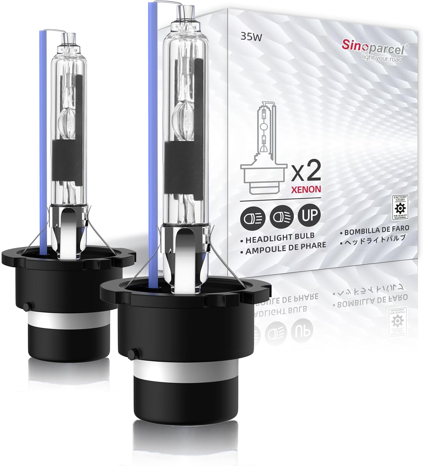 Sinoparcel D2R Xenon HID Headlight Bulbs - 8000K 35W Low Beam 85126UB 66250 85126WX,etc Replacement Lights- Pack of 2
