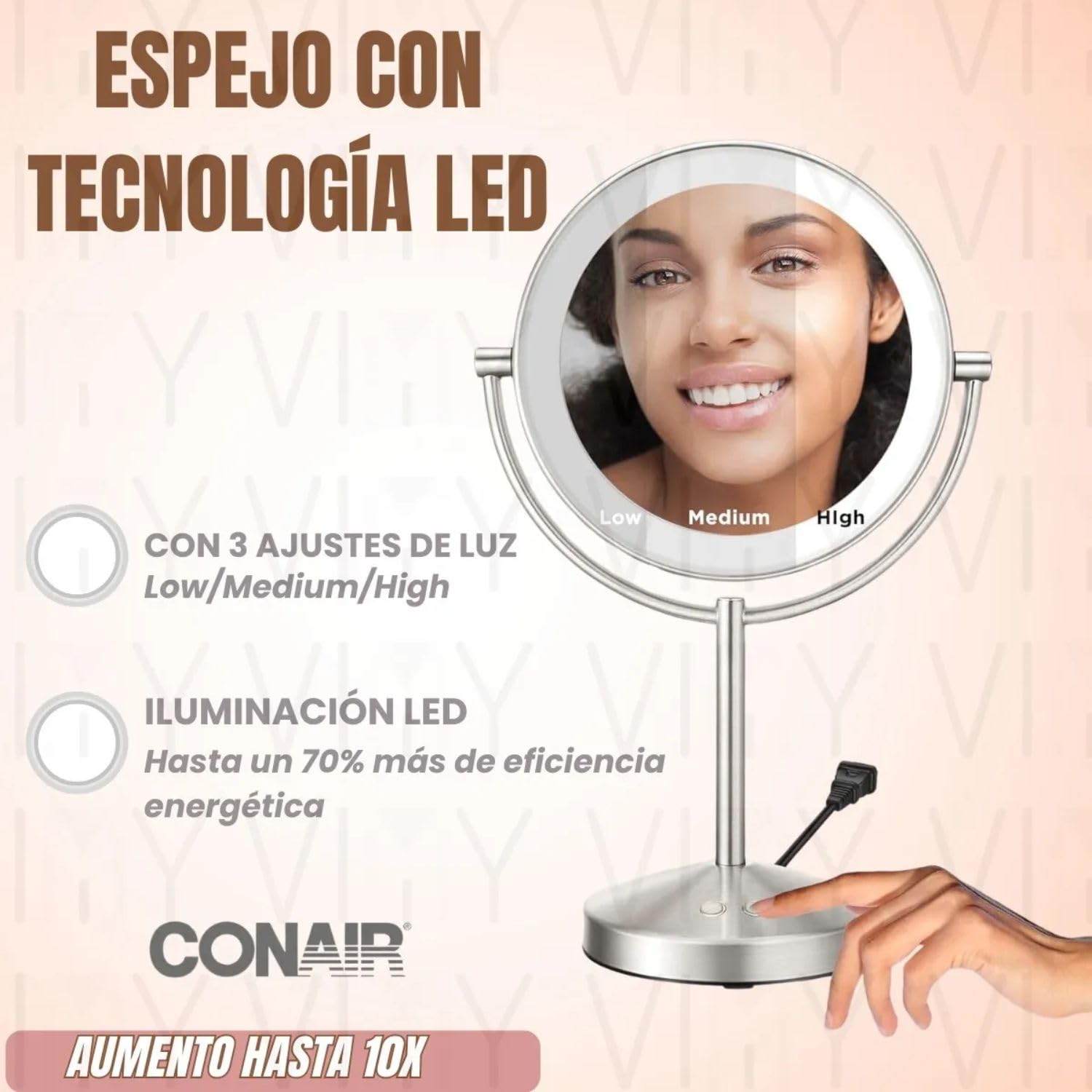 Amazon.co.jp: Conair Reflections LEDライト付きミラー 両面 倍率10倍 
