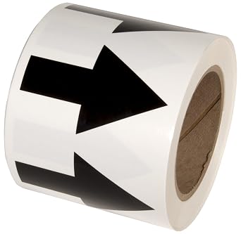 INCOM Manufacturing Directional Flow Arrow Pipe Identification Vinyl Marking Adhesive Tape, 4 inch x 108 ft., Black/White