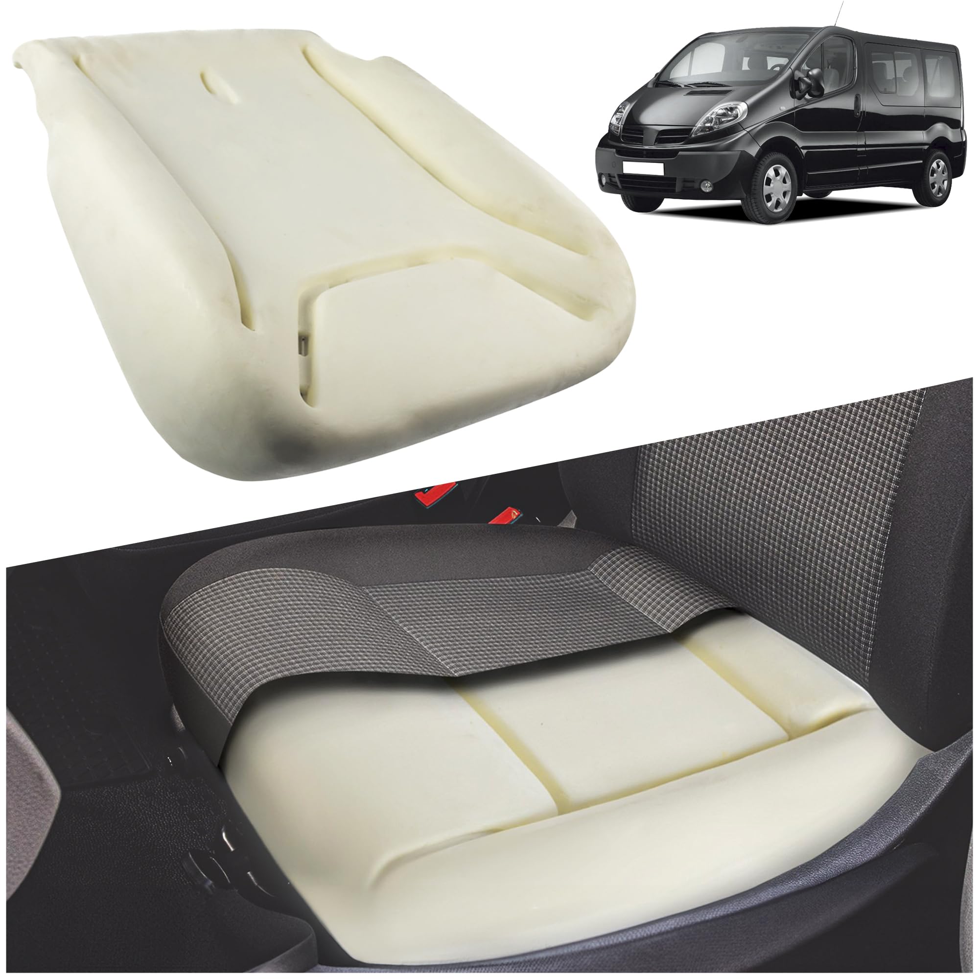CHROMEMASTER - Kompatybilne z Renault Trafic 2001-2014 | Siedzisko, Pianka Siedziska, Wkładka Piankowa do Foteli Przednich; Wymień Wkładkę Siedziska i Ciesz się Nowym, Wygodnym Fotelem