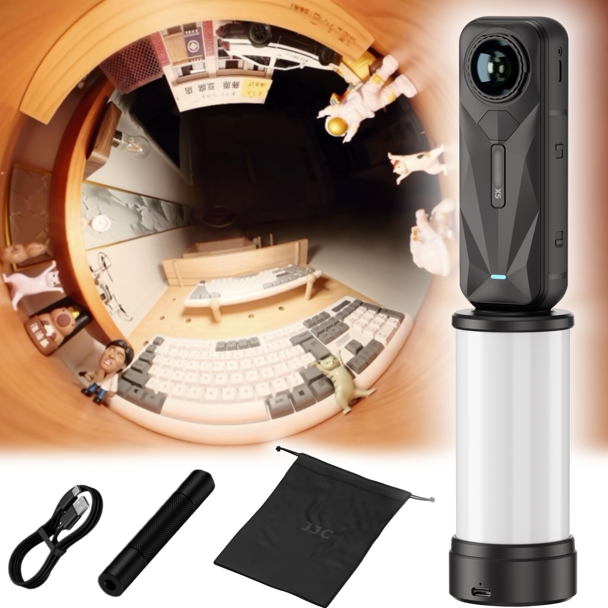 JJC 360° Light Attachment for Insta360 X6 X5 Osmo360 II,All Angle Lighting