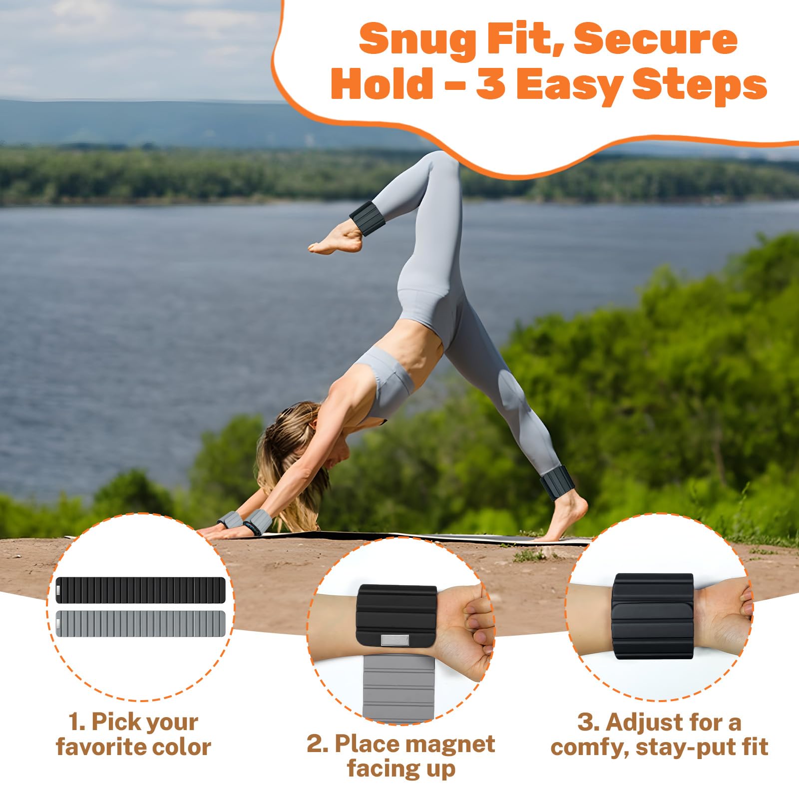 Magnetic Ankle Weights for Women, Adjustable Silicone Wrist Weights Bracelet Set, Stackable Wrist and Ankle Weights 1 Pair 2 Lbs, Weighted Bangles Wearable for Home Gym Workout, Jogging, Yoga & Walking