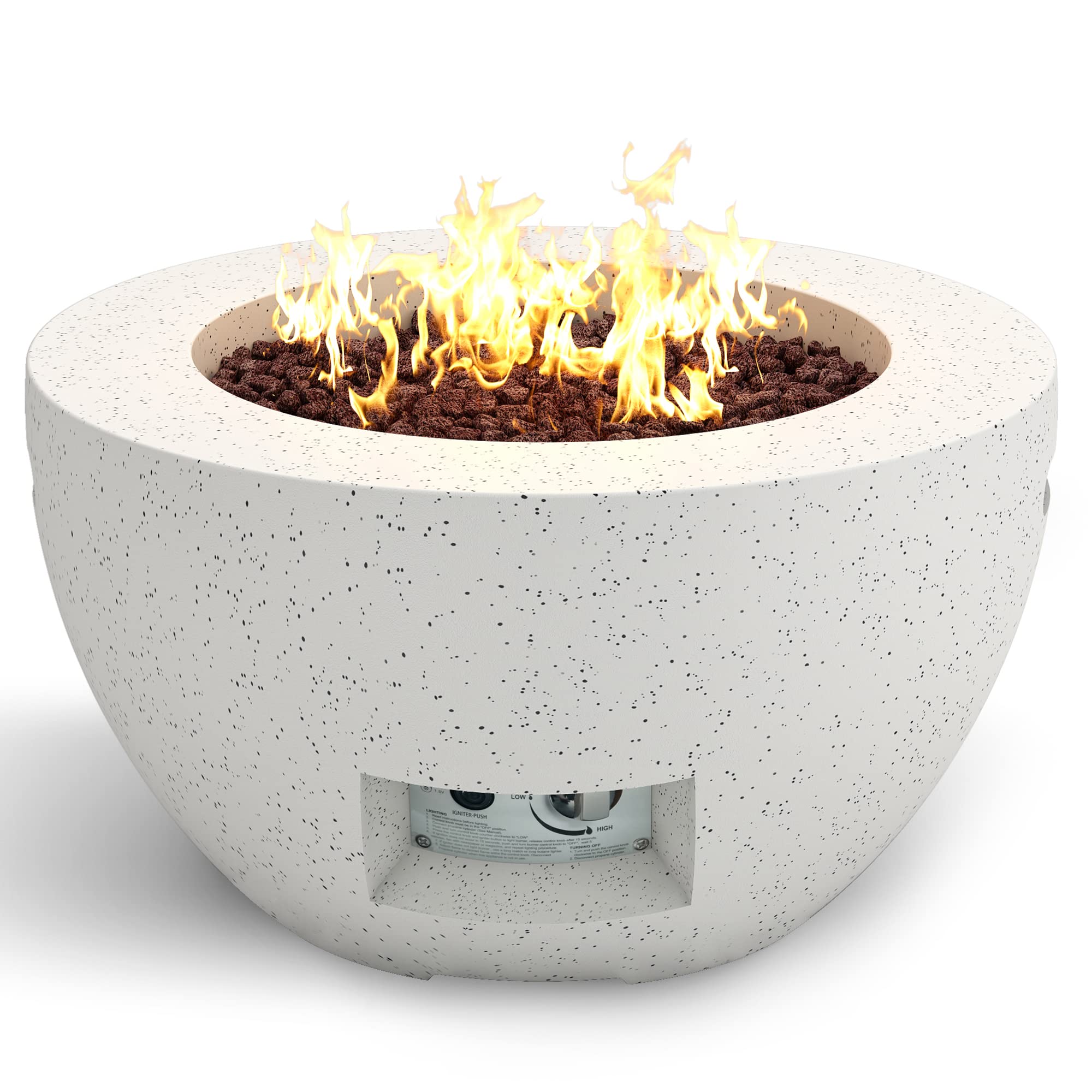 Buy 25" W Round Light Gray EcoFriendly Concrete/Metal Outdoor Propane