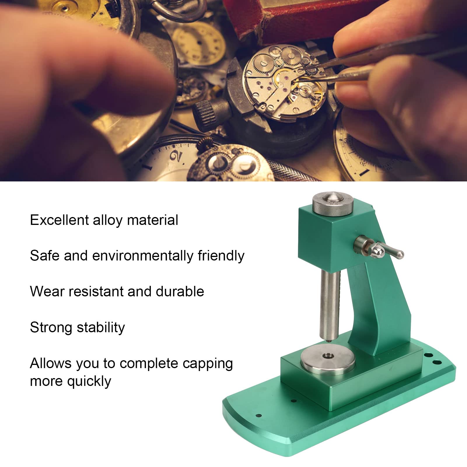 Herramienta para cerrar cajas traseras de relojes con mango ergonómico, máquina taponadora de relojes de aleación y juego de prensado para fábricas de reparación