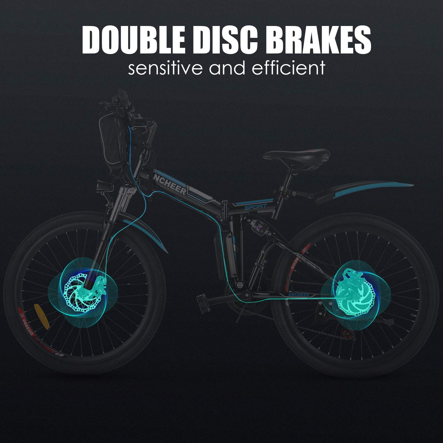 ANCHEER 26" Folding Electric Bikes for Adult, 26 inch Electric Mountain Bike Commuter Bicycle