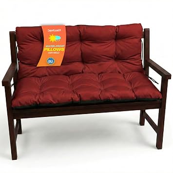 SuperKissen24 Seat Cushion Outdoor and Indoor Bench Cushion for Garden Bench with Backrest