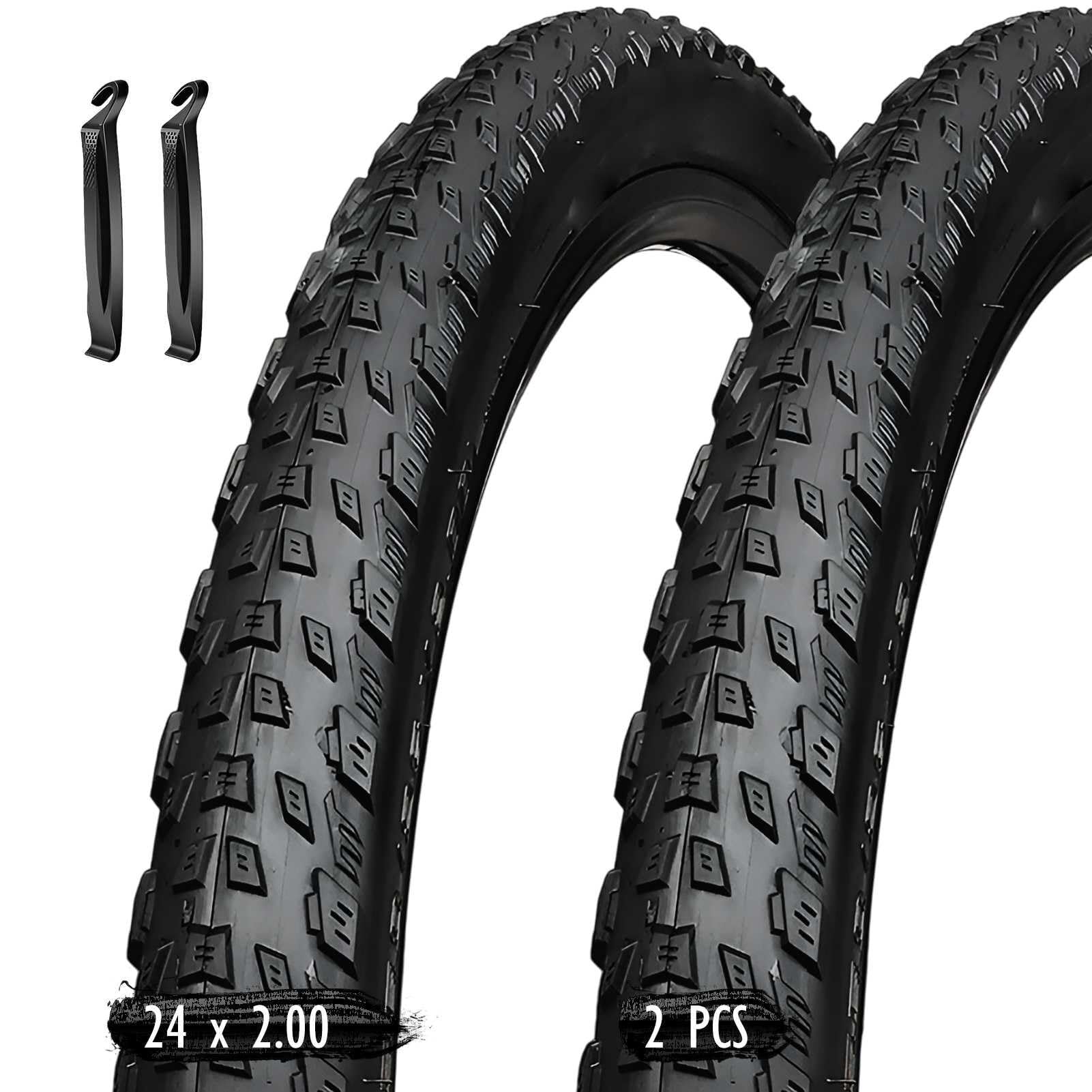 2pcs 24x2.00 Opon do Roweru, 24 2.00 52-507 Opona MTB Przeciwwybuchowa, Wysoki Chwyt, Pasek Odblaskowy do Jazdy Miejskiej i Poza Asfaltem