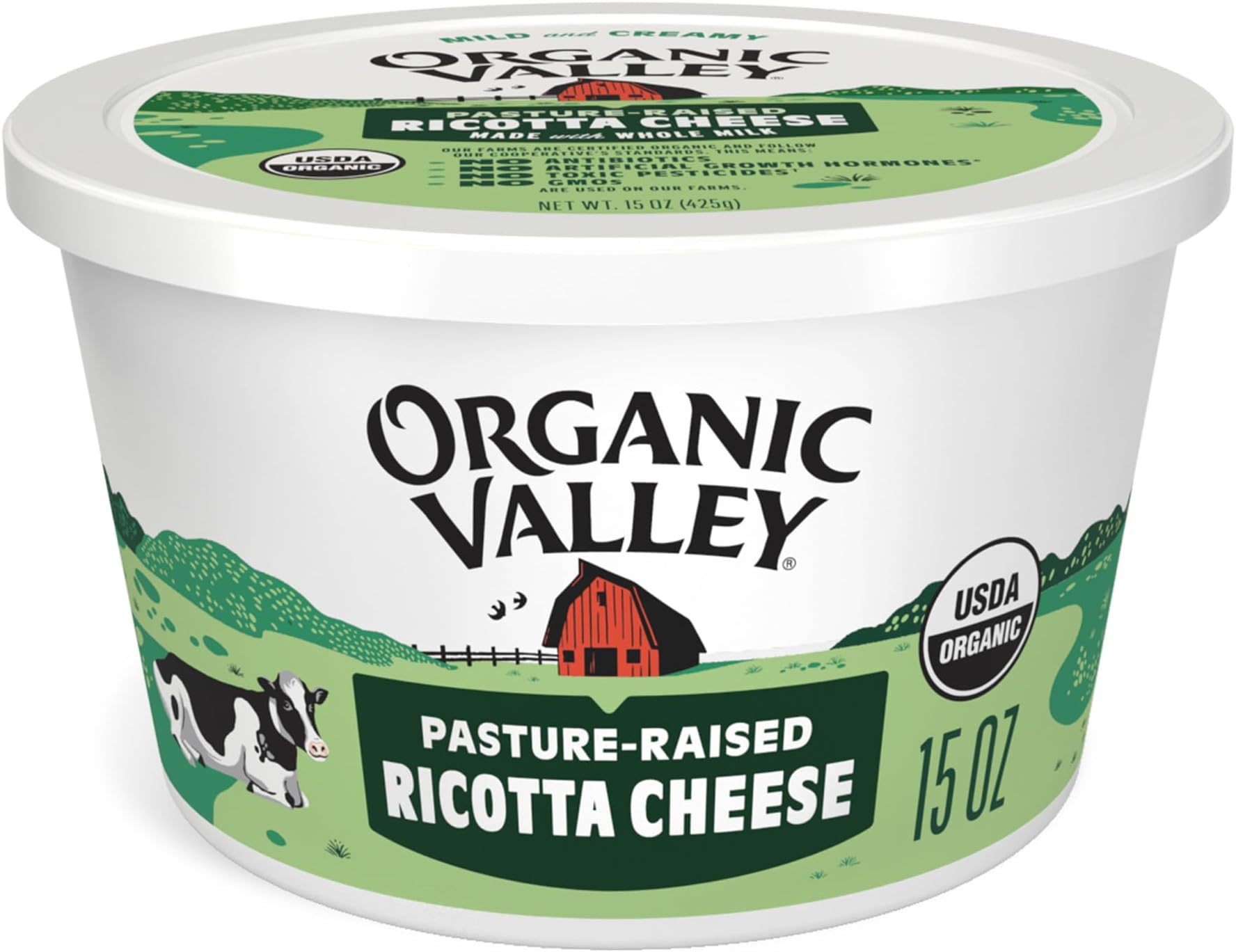 Organic Valley Ricotta Cheese — Whole Milk — Organic, Pasture Raised, Non GMO — 15 oz