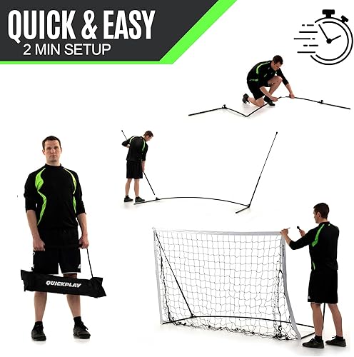 Miniatura 4 de QUICKPLAY Kickster Elite Portería de fútbol portátil  Base pesada integrada para entrenamiento en césped, suelos duros o césped  Tamaños 5 x 3 pies,