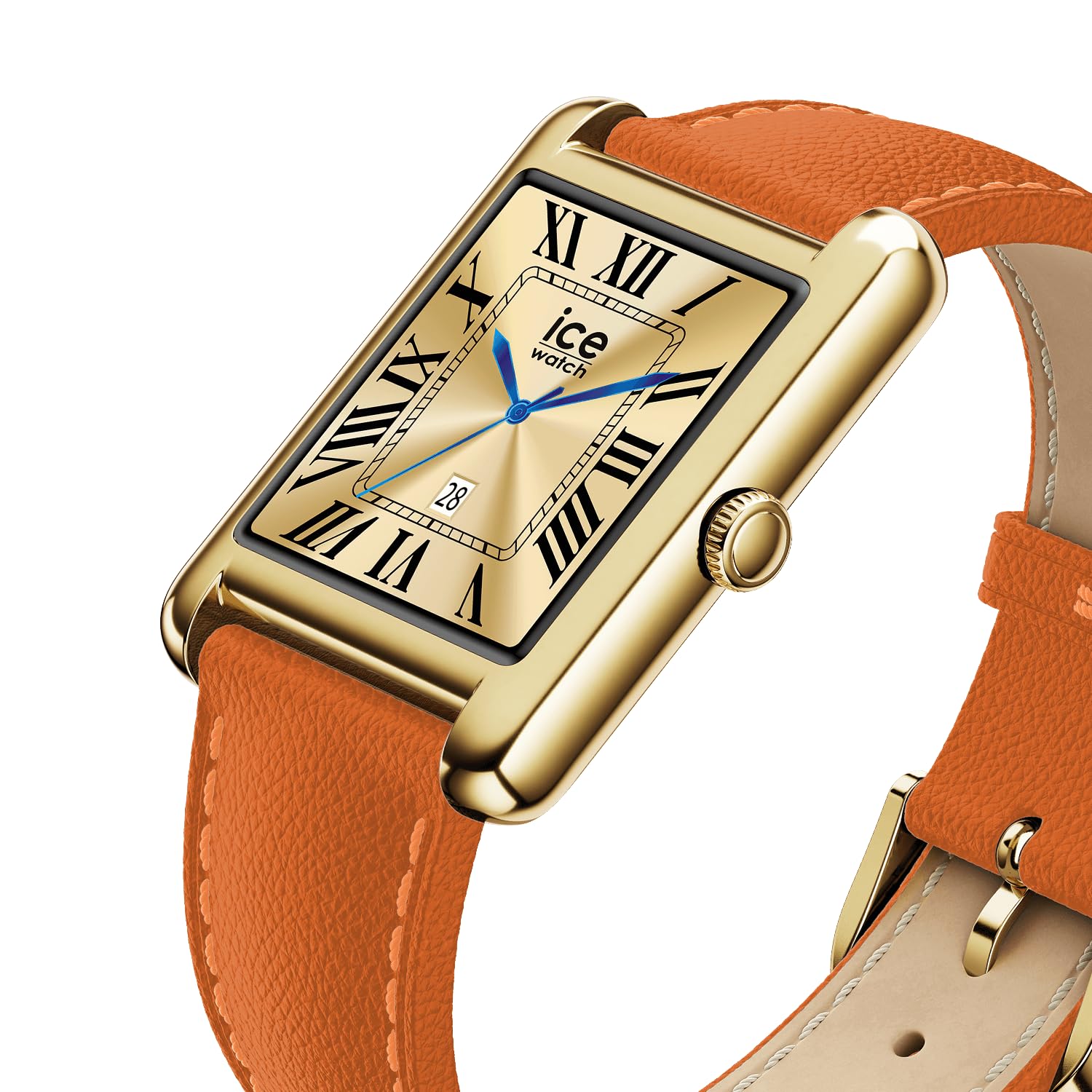 Ice-Watch - ICE smart TKS 2.0 Gold Orange grain - Złoty smartwatch dla kobiet z skórzanym paskiem - 025620 (1,41 cala / 32 mm) - Smartwatch, monitorowanie aktywności fizycznej i zdrowia