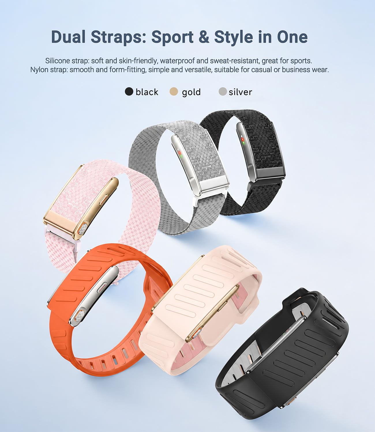 Smart Band, Fitness-Tracker mit EKG, HRV, SpO2, Schlafüberwachung, Pulsmessung, Schrittzähler Armband mit Temperaturmessung, 100+ Sportmodi, 3ATM wasserdicht, Fitness Armband kompatibel Android iOS