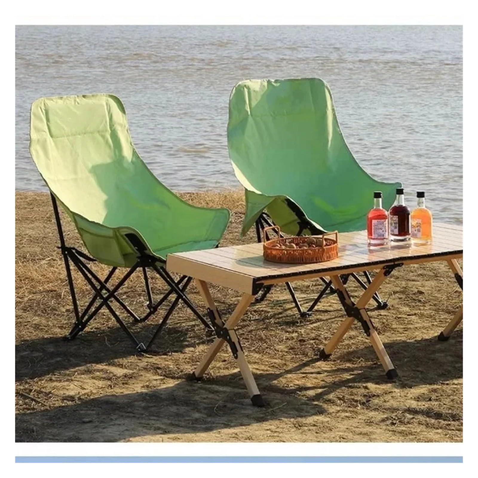 stołek kempingowy, Przenośny składany rozkładany fotel księżycowy na zewnątrz camping(Yellow)