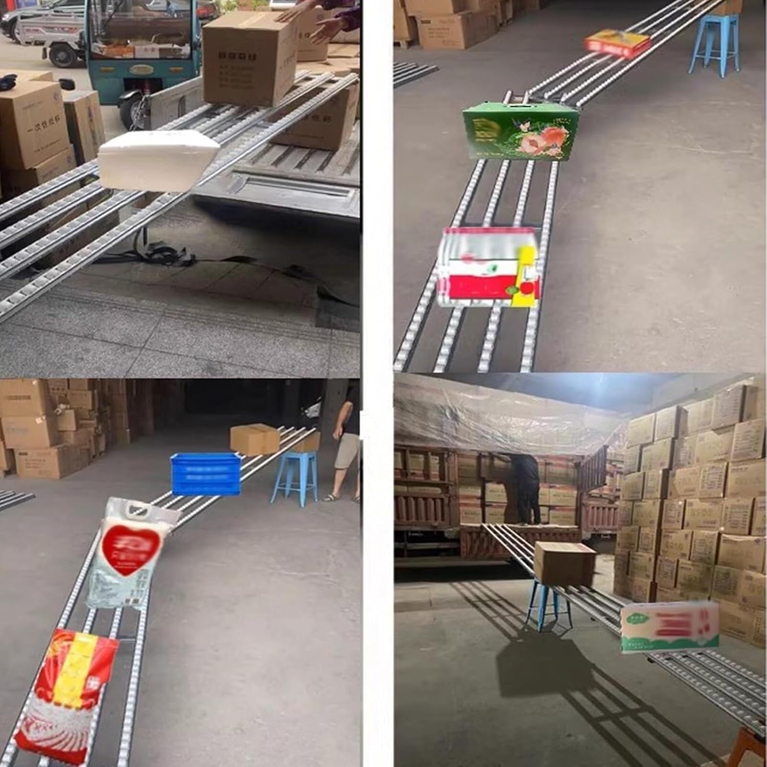 Unpowered Roller Conveyor Slides, Durable Frame Unloading Pulley, Light-Duty Gravity Conveyor, Metal Frame Foldable Flow Rack Unloading System for Werehouse Freight Handling(6 Rows-a,60X350CM)