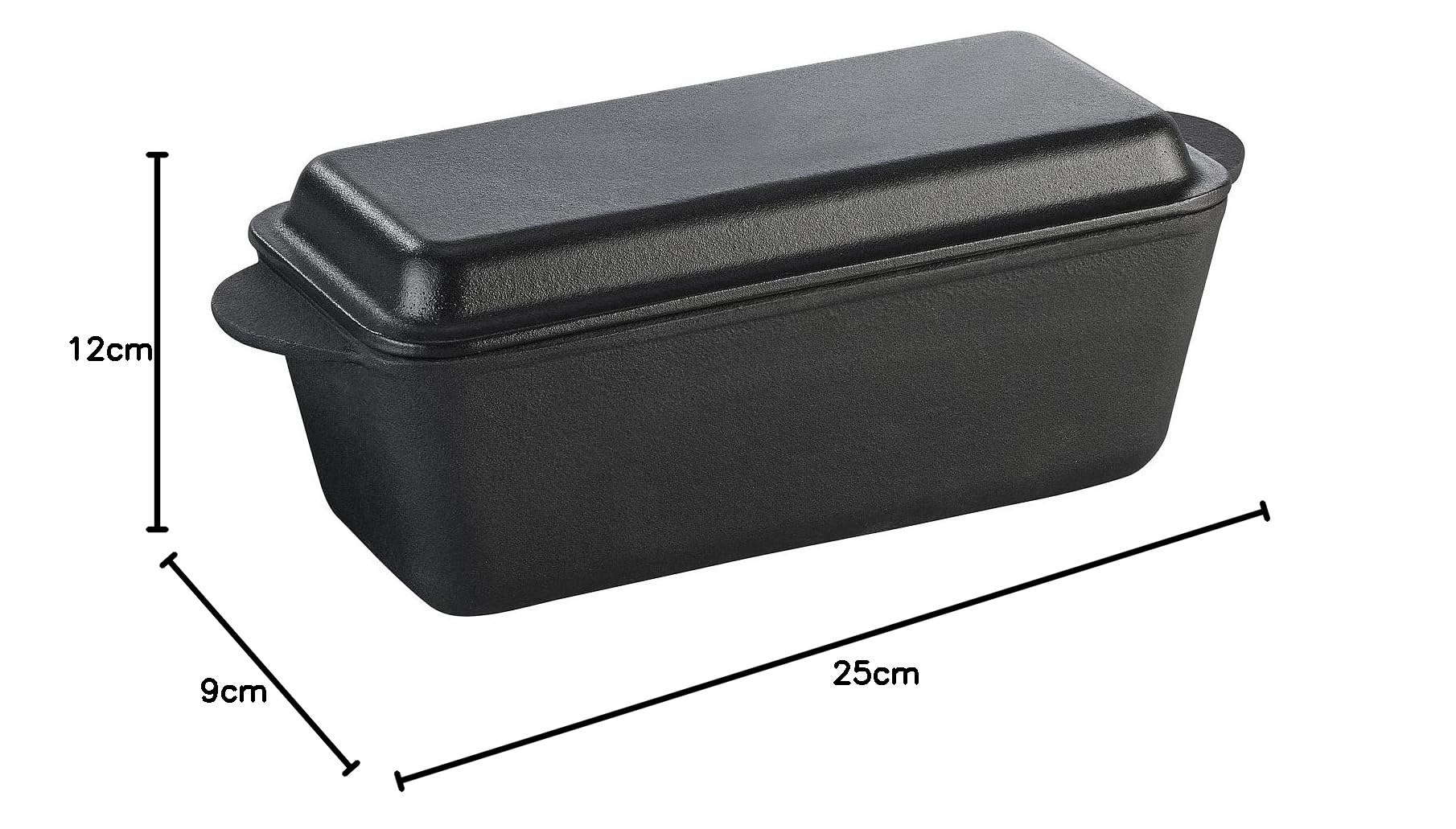 Rosenstein & Söhne Brotbackform mit Deckel: 2er-Set Gusseisen-Kastenformen mit Deckel, 25 x 12 x 9 cm, 2er-Set (Gusseisen Backform mit, Brotbackform mit, Grill)