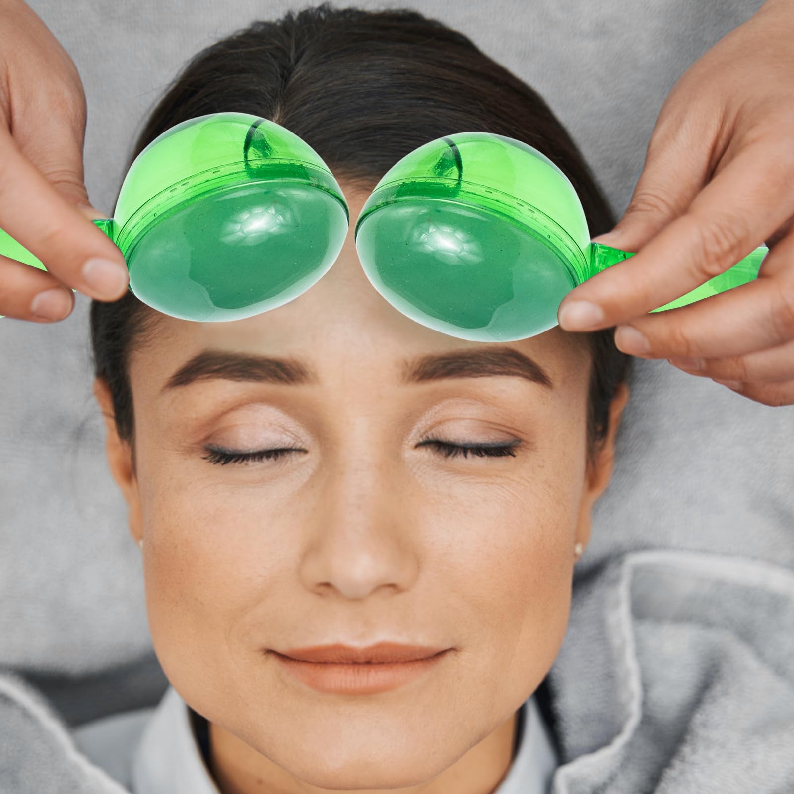 HOMSFOU Bola de Hielo Facial de Jade Verde, Globos Faciales Refrescantes para Cuidado Piel, Rodillo de Hielo para Reducir Hinchazón y Ojeras, Frío para Rostro y Ojos