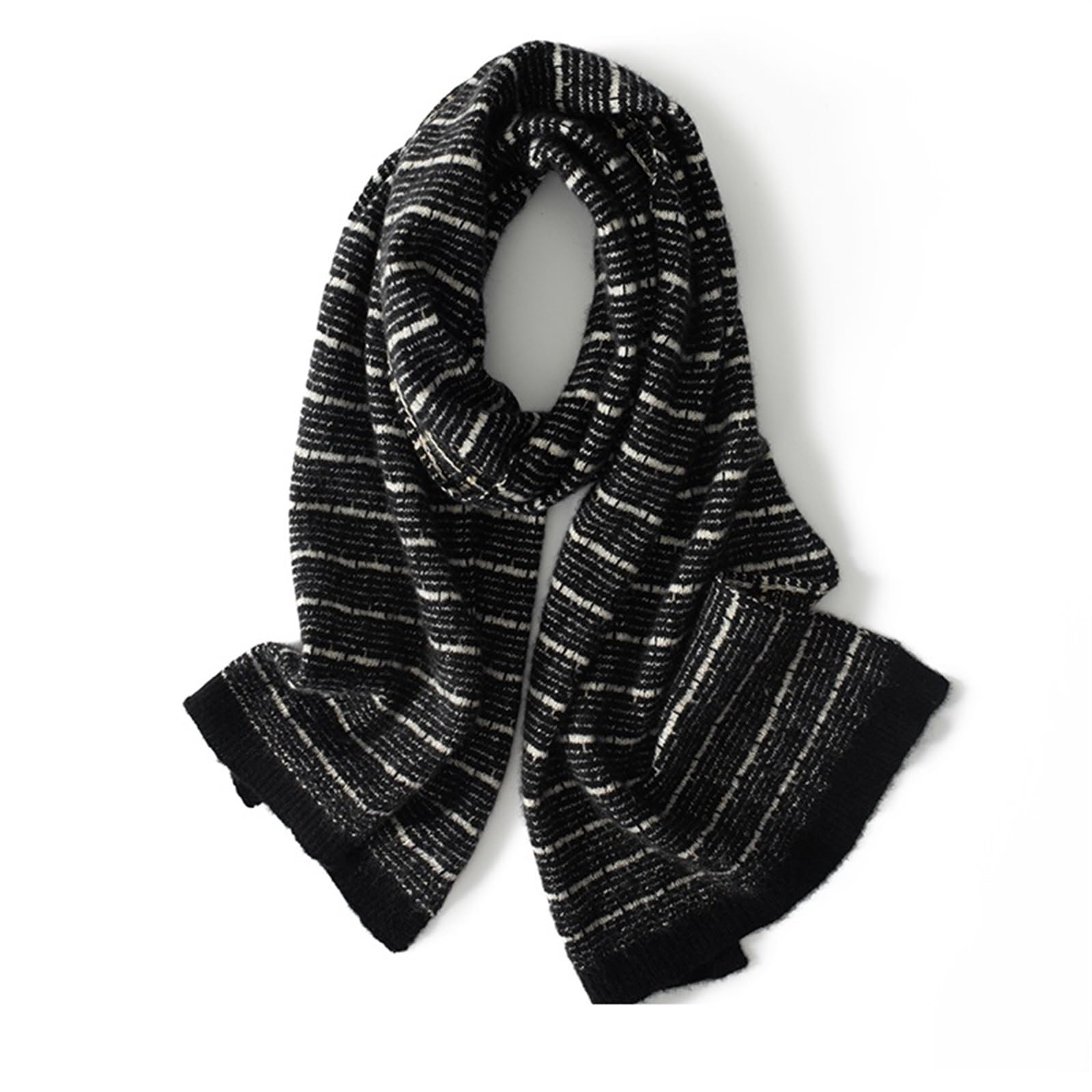 Écharpe d'hiver tricotée pour homme / femme - Mode d'hiver - Rayé - Chaud - Protection du cou - Adulte - Unisexe - Cache-cou