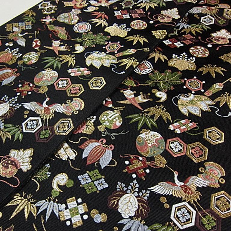 期間限定大幅値下げです！西陣織六通柄袋帯 吉祥文様・宝尽くし 綿芯御