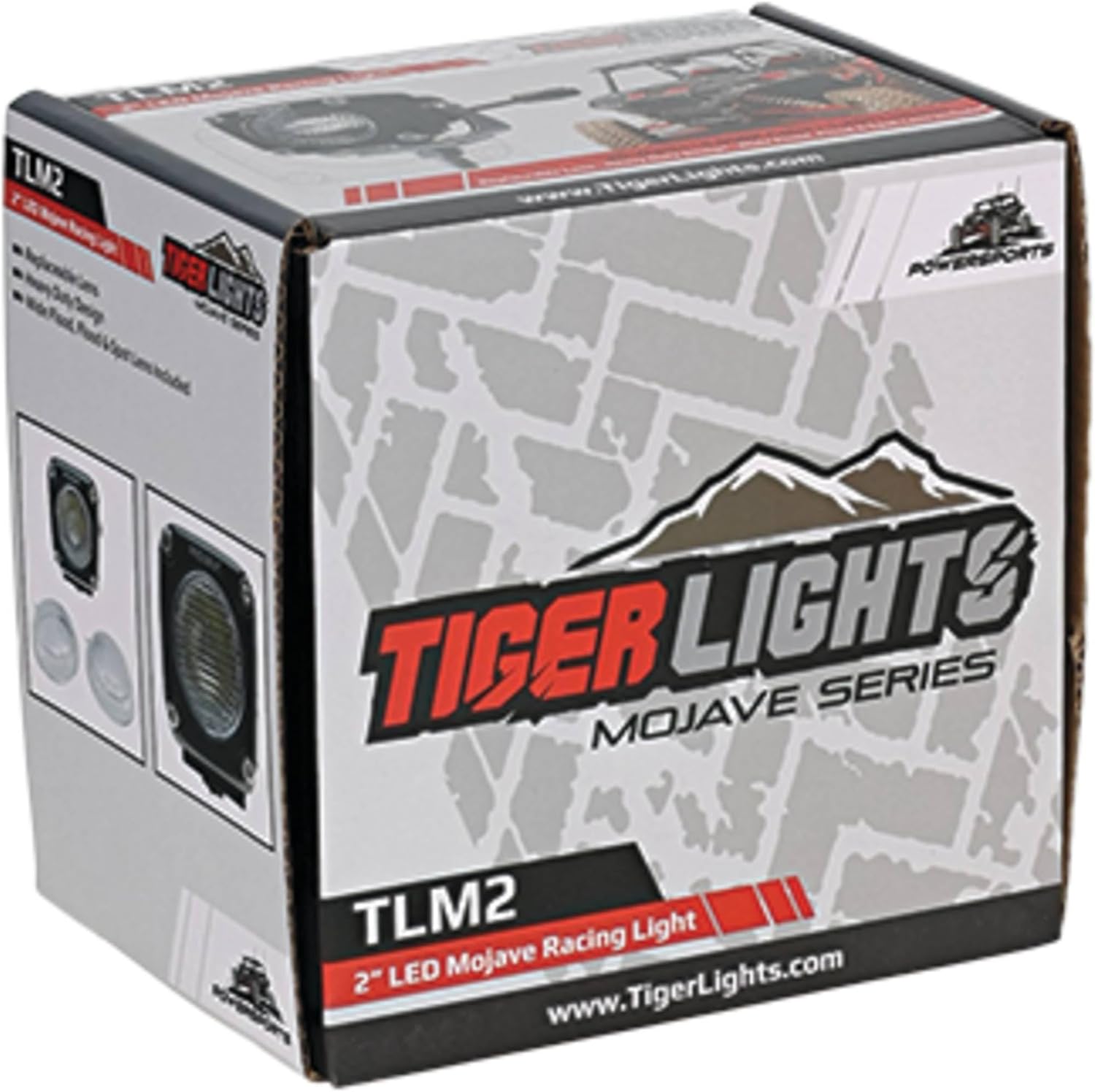Tiger Lights TLM2-KIT Dual LED 2" Mojave Light Kit 1.800 Amps, 2 1/4" Depth, 2 3/8" Height, Spot/Flood Light Pattern, 1200 Lumens, 12-24 Volt, 20 Watt, 2 1/4" Width