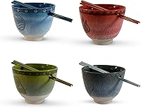 Vista 1 de Surreal Entertainment Avatar The Last Airbender Four Nations - Juego de tazones de sopa y palillos Ramen-Tic, juego de 4 cuencos de fideos Ramen