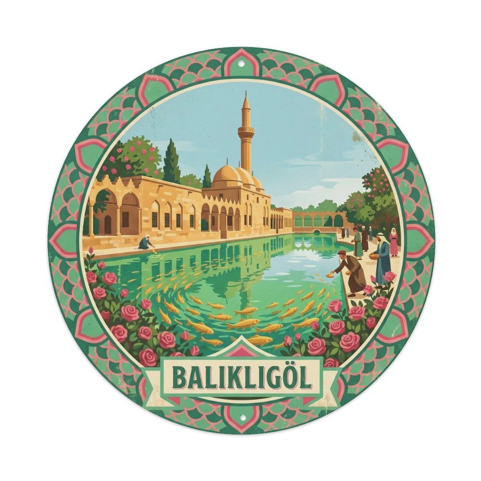 Sanliurfa Balikli Gol Heritage Travel Turkey Bold Color Metal Tin Sign