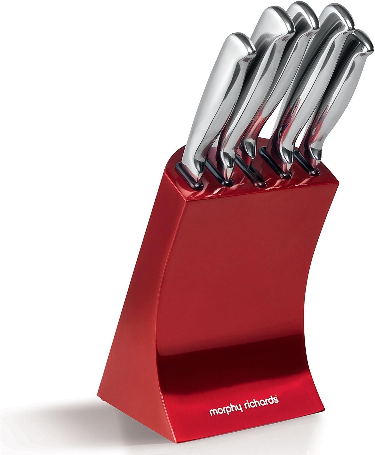Morphy Richards Accents 46291 5 Piece Knife Block with High Grade Polished Stainless Steel Knives, Red