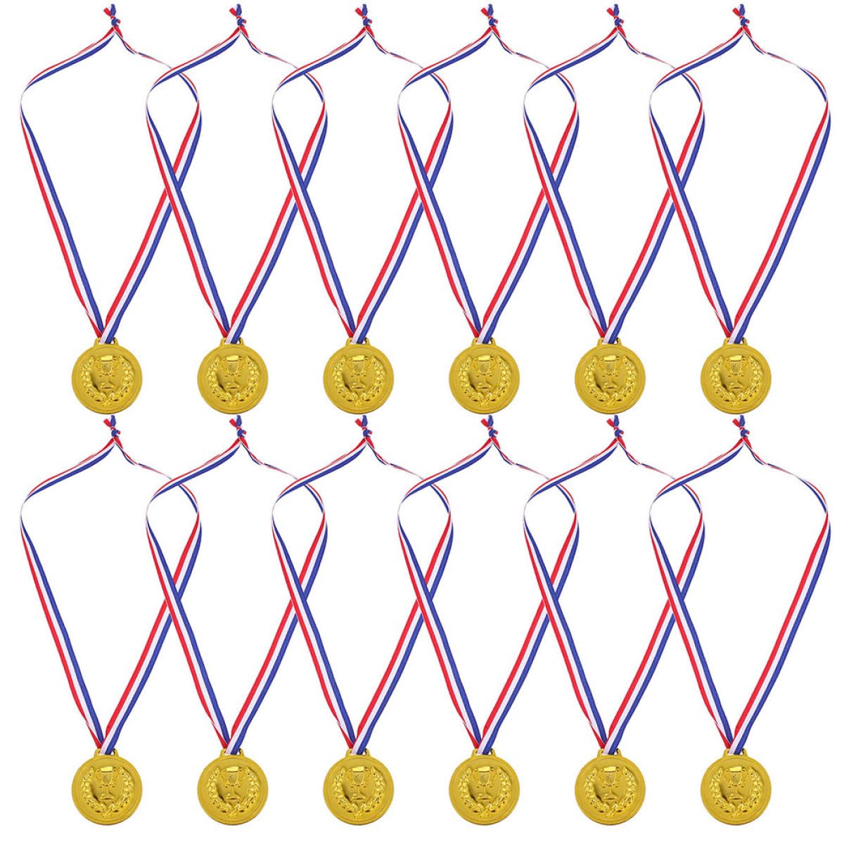 PLAFOPE 50 Medallas de Competición de Fútbol, Medallas Deportivas Doradas con Cinta para Premios de Fiesta y Eventos Deportivos, Trofeos de Ganador para Competencias Infantiles