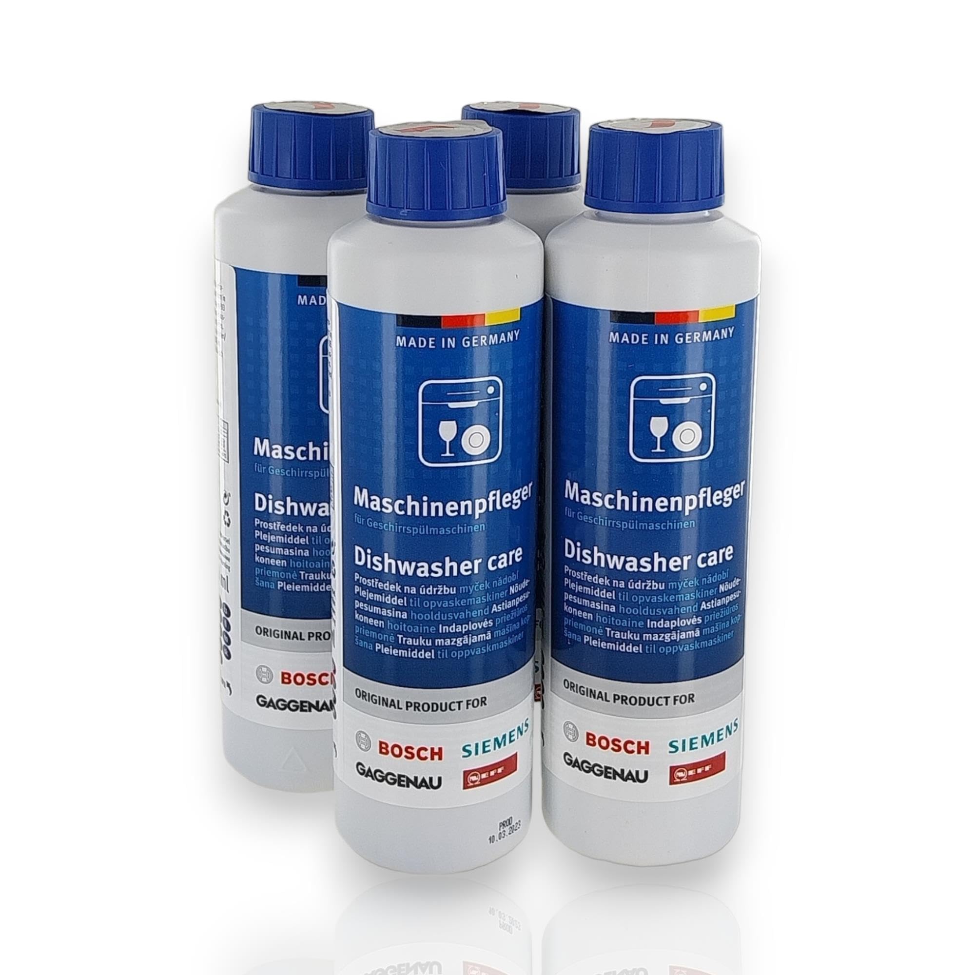 4 limpiadores de máquina de 250 ml para lavavajillas Bosch Siemens 00311997 00311304 00311565 00311566 00311625 00311719 00311994 00311993 elimina la grasa y la cal k depósitos
