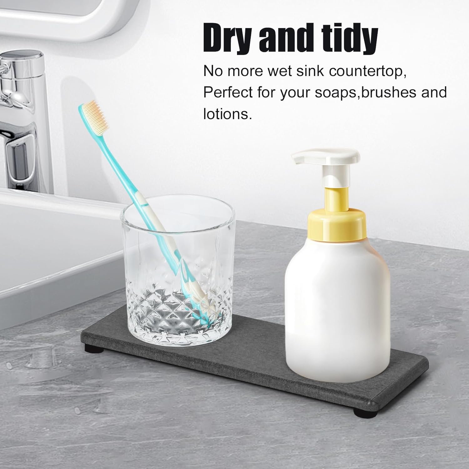 3PCS Stone Drying Tray, Water Absorbing Stone Tray for Sink, Stones Soap Trays, Fast Dry Diatomite Stones Mat,Used for Hand Soaps,Sponge,Toothbrush Holder in Bathroom Counter and Kitchen Sinks - Image 6