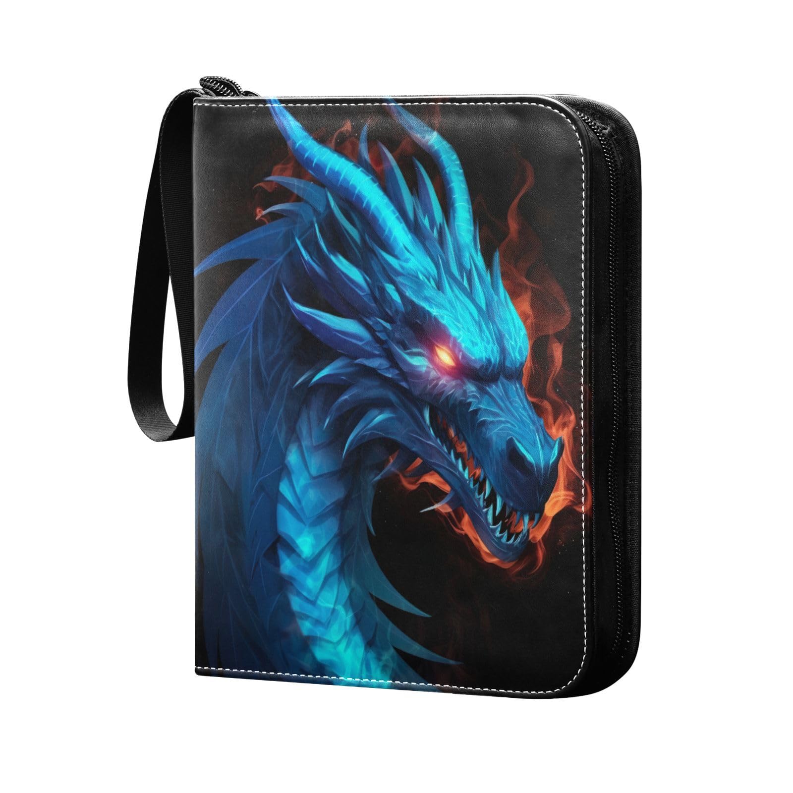 Msyxl Dragon Card Binder 4-Pocket, 400 Pockets PU Waterproof Zippered Collector Card Album with 50 Removable Sleeves for Trading, Game Cards