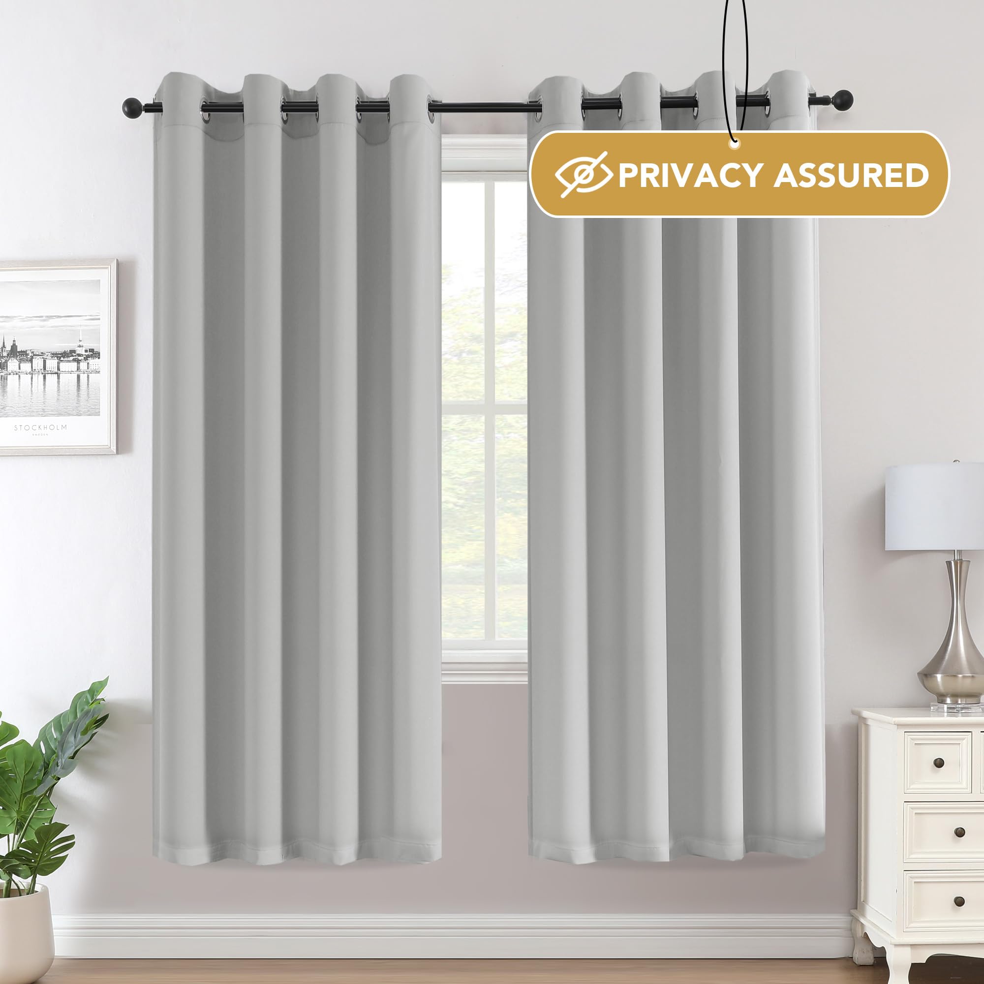 BellaHills Voile Curtains 72 Drop Non-See-Through Full Privacy Semi Sheer Curtains for Living Room/Bedroom Chiffon Curtains Eyelet Net Curtain for Windows 2 Panels - Image 2