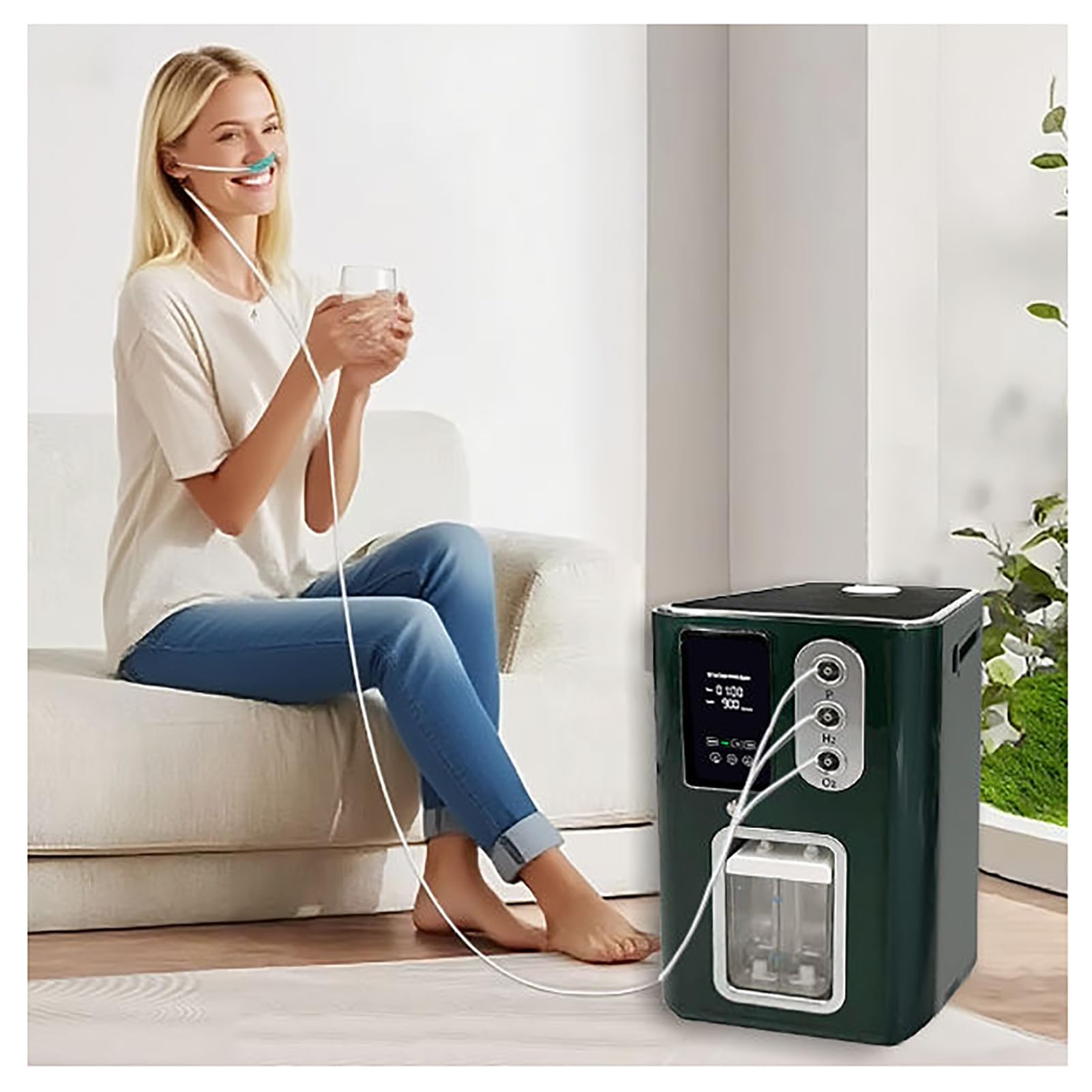Urządzenie do terapii inhalacyjnej wodorem, przepływ 900-3000 ml/min, wodór o wysokiej czystości 99,99%, regulowany przepływ, 6-godzinny timer, 3 wyjścia 1200ml/min