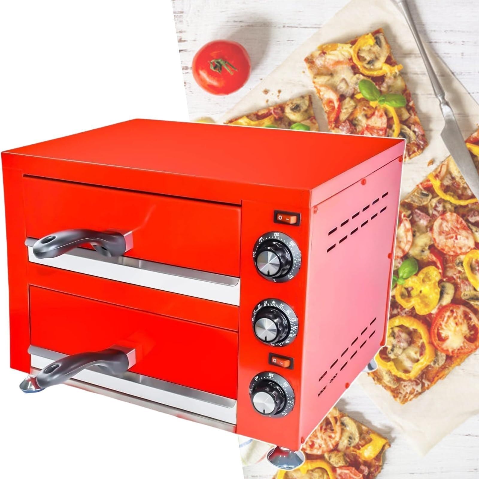 Electric Pizza Oven with Pizza Stone for Restaurant Home, Double Layer Independent Temperature Control, Commercial Pizza Oven(220V)