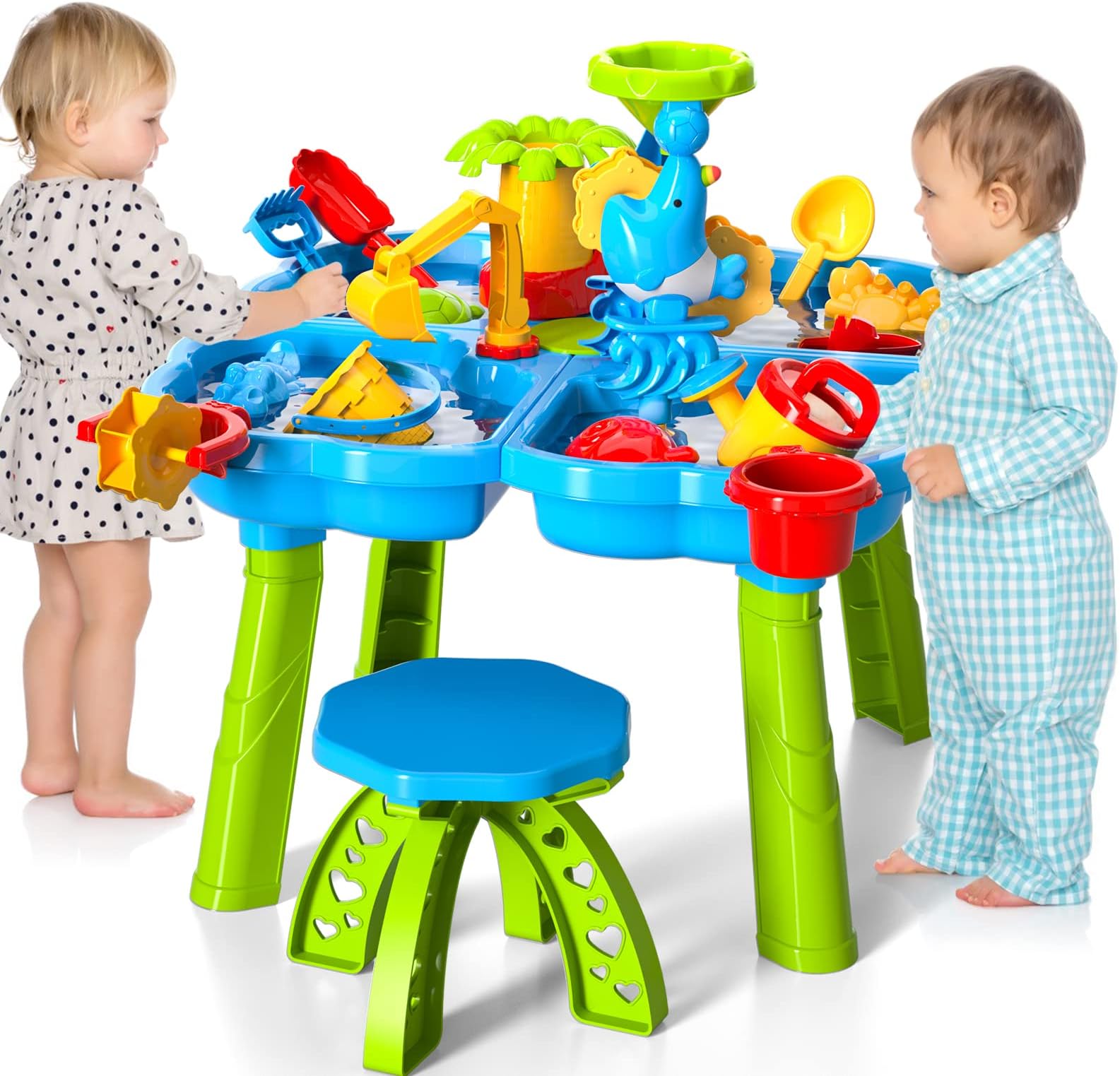 BennolKids Water Table for Toddlers 1-3, 4 in 1 Outdoor Toys for Kids Toddlers Boys Girls, Water Sand Activity Table Summer Outdoor Toys for Outside Backyard for Toddlers Age 1-3 3-5