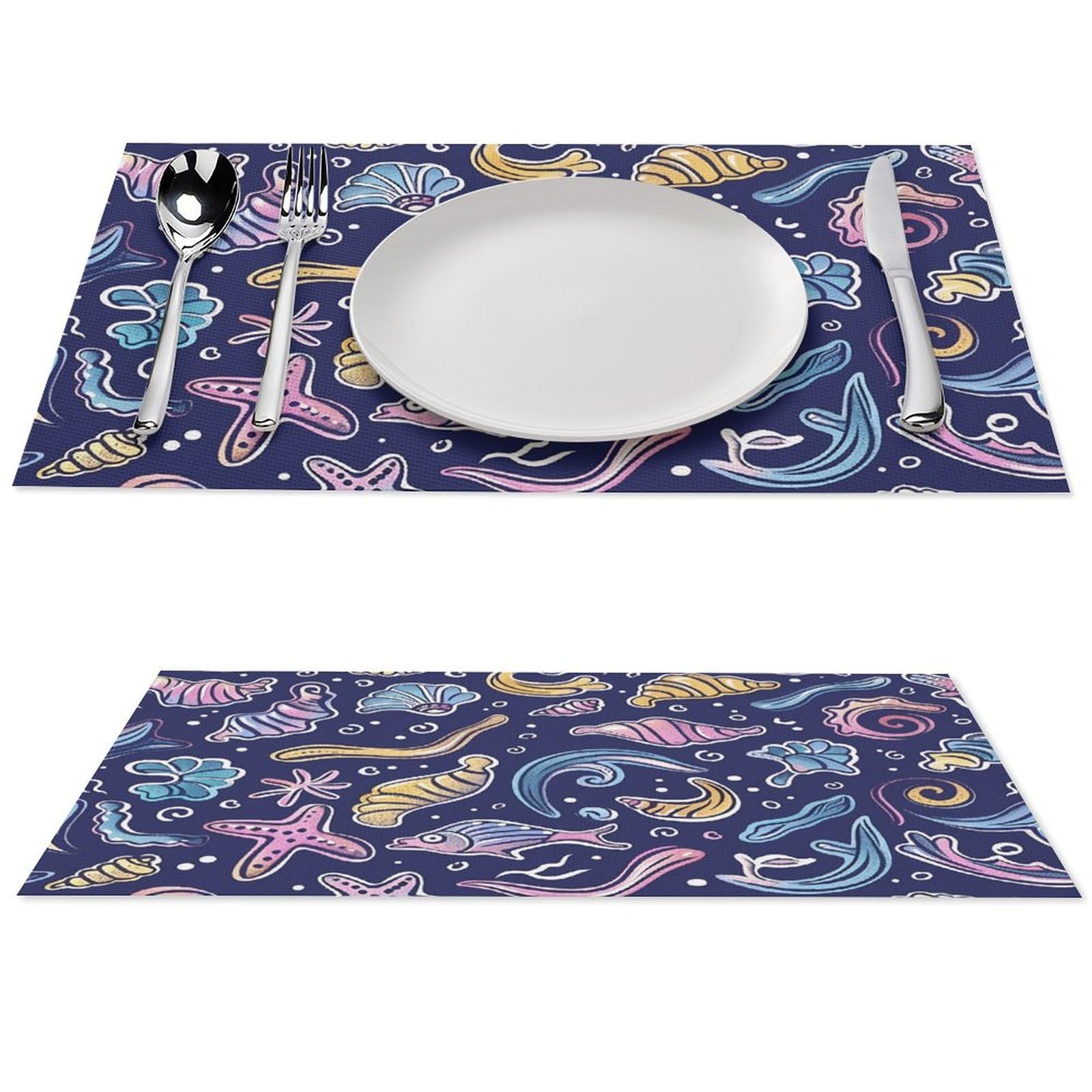 Sets de table en PVC tressé bleu foncé lot de 6 lavables pour cuisine