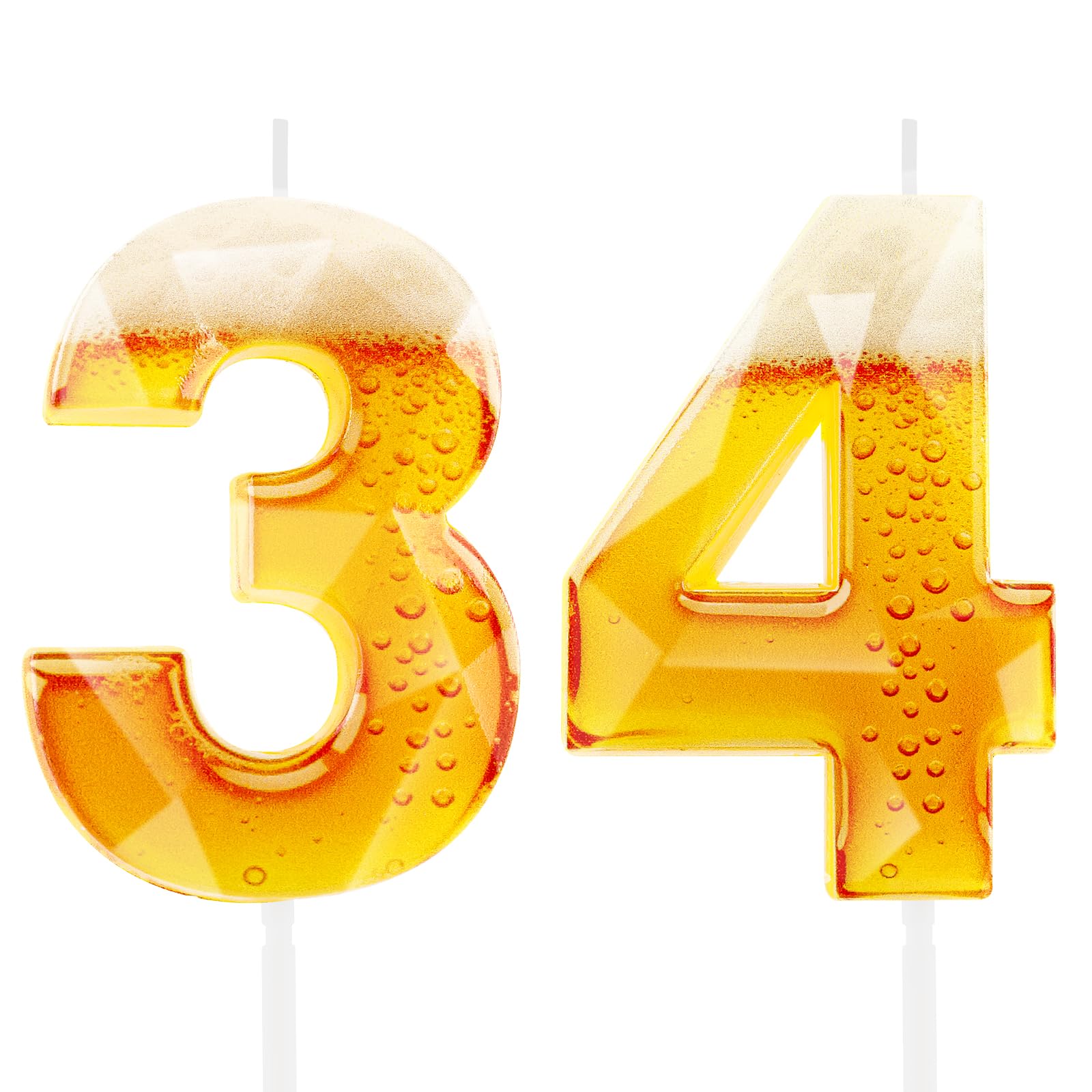 Funny Beer Themed Birthday Candles for Men, 34th Birthday Cake Topper Decorations for Beer Lovers, Novelty Design Party Supplies for 34 Year Old Dad Husband Grandpa
