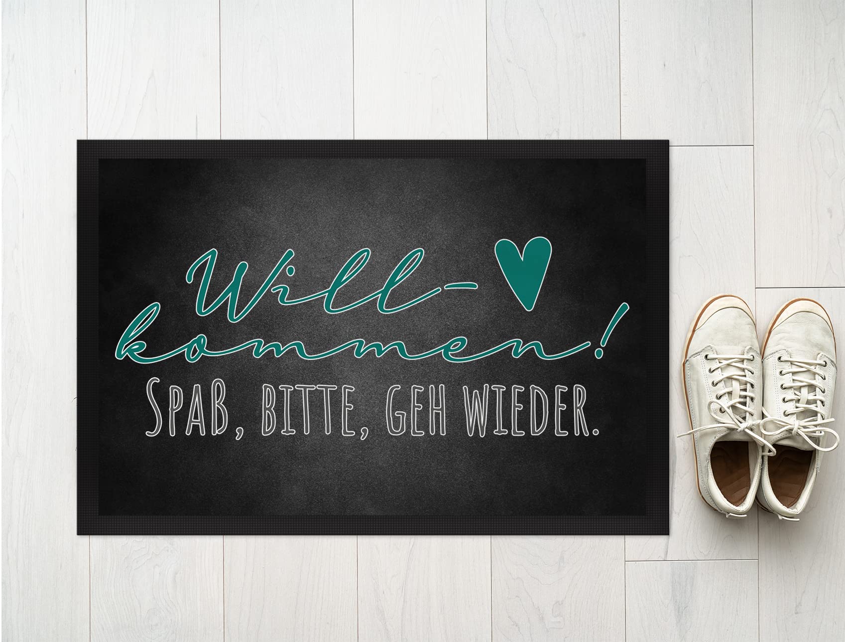 JUNIWORDS Fußmatte, Willkommen! Spaß, Bitte, GEH Wieder, 75 x 50 cm, mit Gummirand (1003548)