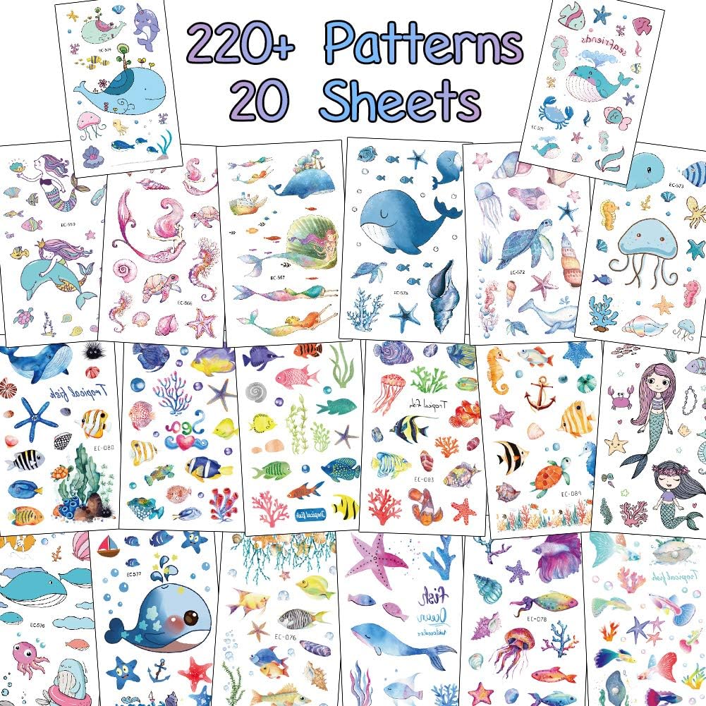 Photo 1 of 20 Sheets Temporary Tattoos for Kids, Under the Sea Series Body Art Waterproof Tattoos Sticker for Boy and Girl Sea World Birthday Party Favors Supplies
5 pack
**non returnable**