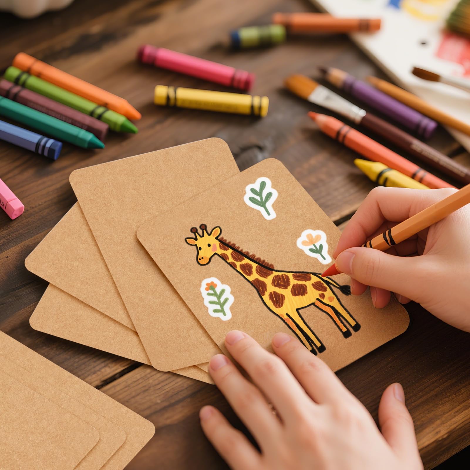 moinkerin 120 Pezzi A6 Carta Kraft 10.5X14.8CM 300g/m²Stampabile Cartoncino Kraft A6 Cartoline Vuote per il fai da te, inviti di Nozze, Biglietti di Ringraziamento