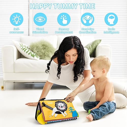 Miniatura 6 de Vasdoo Juguetes de espejo para bebé Tummy Time, juguetes sensoriales de alto contraste en blanco y negro, juguetes Montessori para recién nacidos