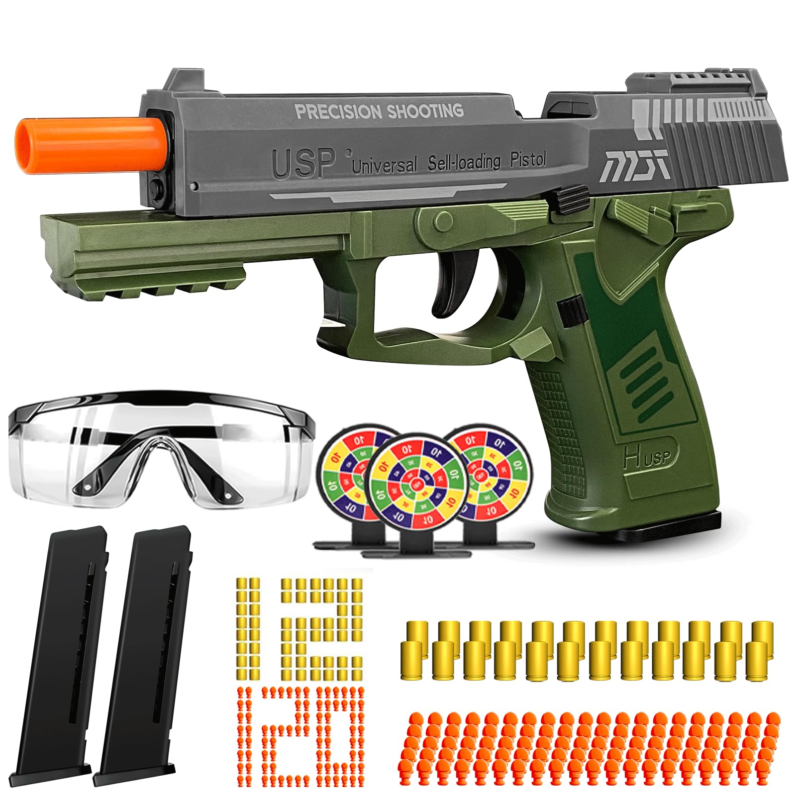 Toy Gun with Automatic Reloading Rebound Shell Ejecting and Soft Bullet, Shooting Games, Education Model Toys for Boys Girls 6+