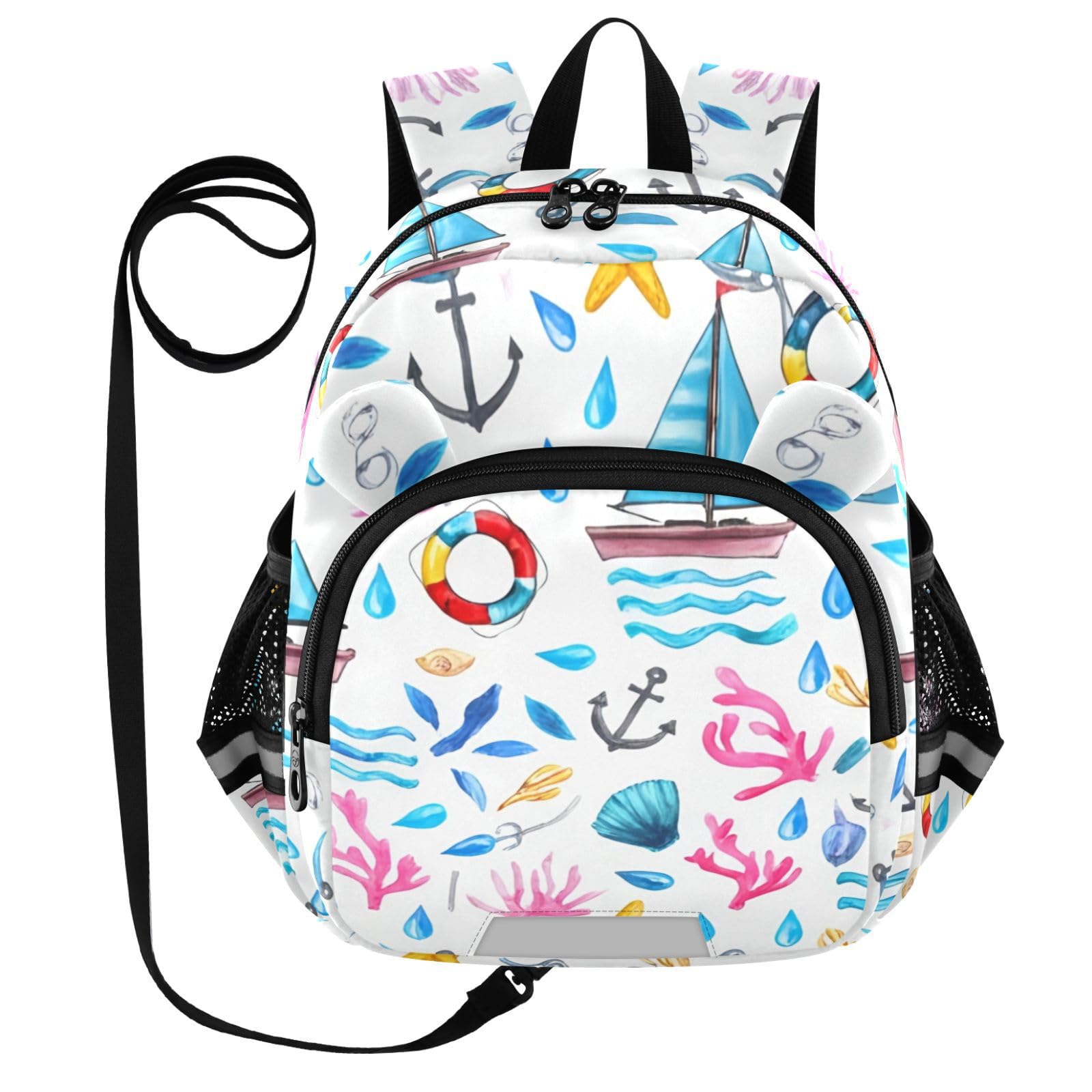 Starfish Coral Sailboat Toddler Harness Backpack for Boys Girls 3-6 Years Kids Backpack with Anti Lost Safety Leash Baby Harness Bookbag for Preschool Travel Walking