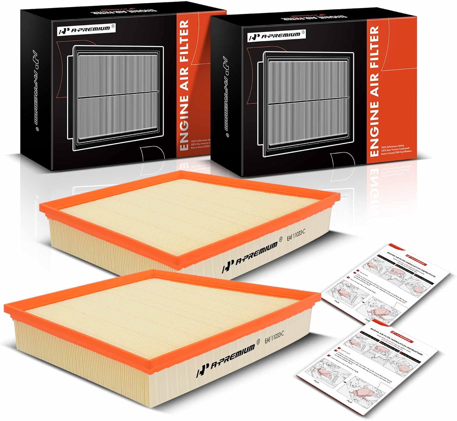 A-Premium 2-PC Engine Air Filter Compatible with Chevrolet Silverado 2500 HD, 3500 HD & GMC Sierra 2500 HD, 3500 HD, 2011-2016, V8 6.6L, Replace# 25945274