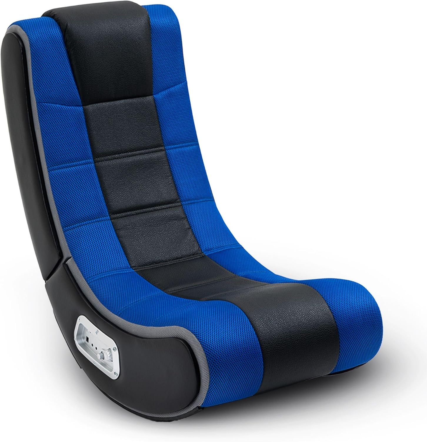 X Rocker SE Video Gaming Chair with 2 Headrest Audio Speakers, Foldable Floor Rocker with Wireless Bluetooth or Wired Connection, 200 lbs Max, Blue Black Gray