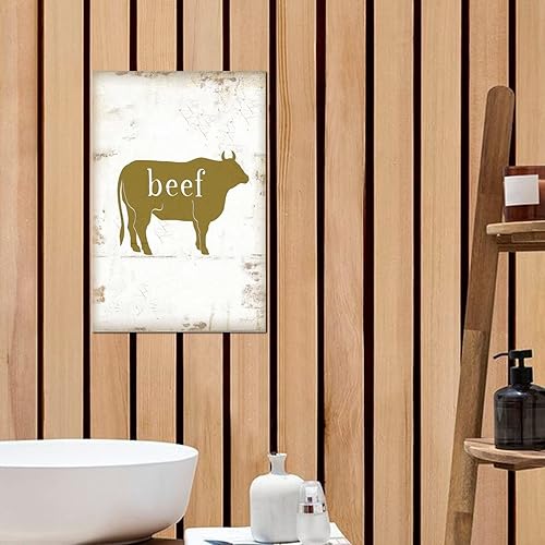 Miniatura 4 de Cattle Beef Art Wood Sign Retro Style Oil Painting Wood Plaques Vintage Farmhouse Hanging Wooden Plaque Cute Farm Animals Wall Hanging Sign Plaque