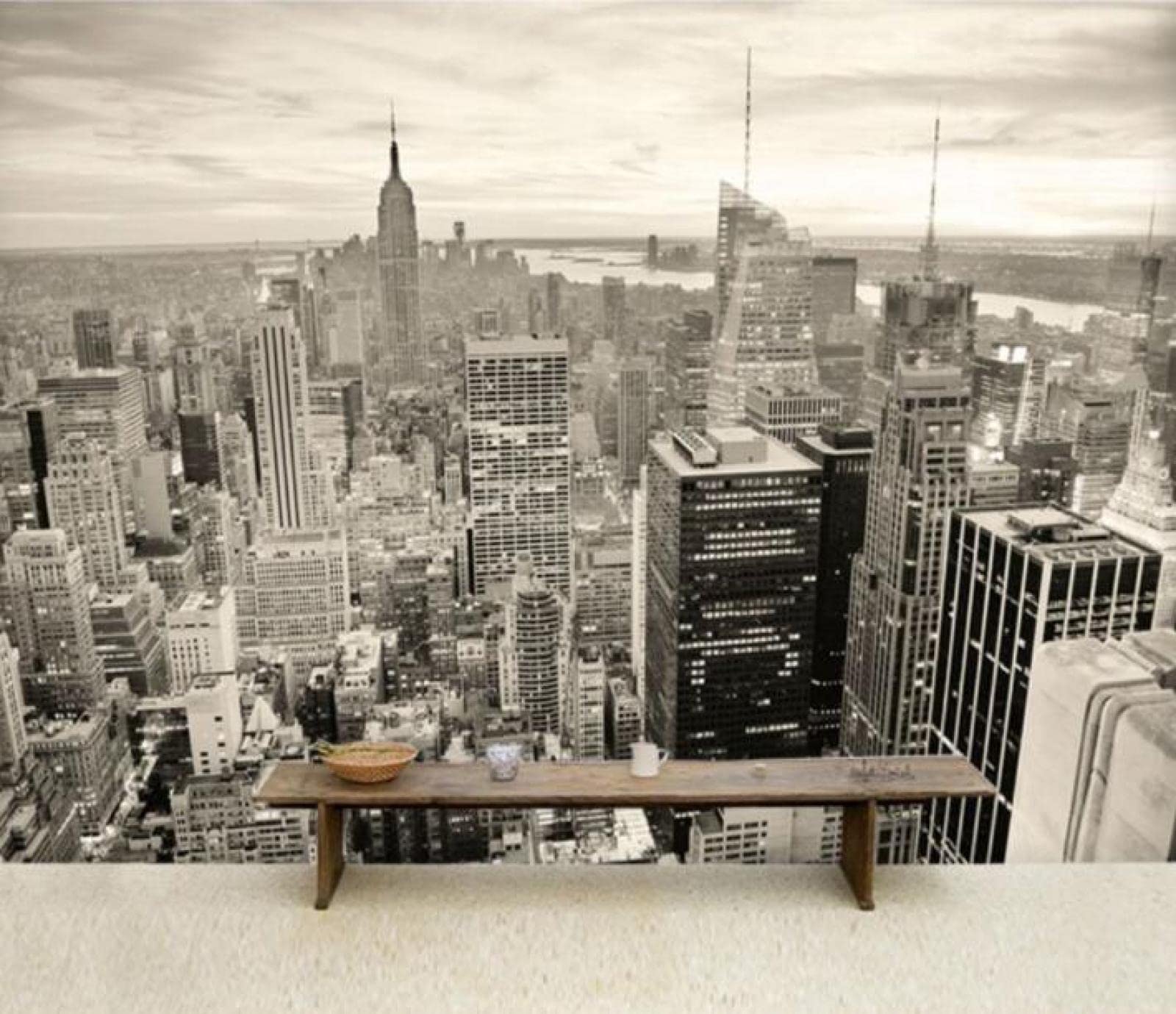 BOVZOX Tapeta 3D do salonu ściana Manhattan i panorama szer. 250 x wys. 175 cm tapeta ściana telewizor sofa motyw hotel korytarz tło obraz ścienny dekoracja domu