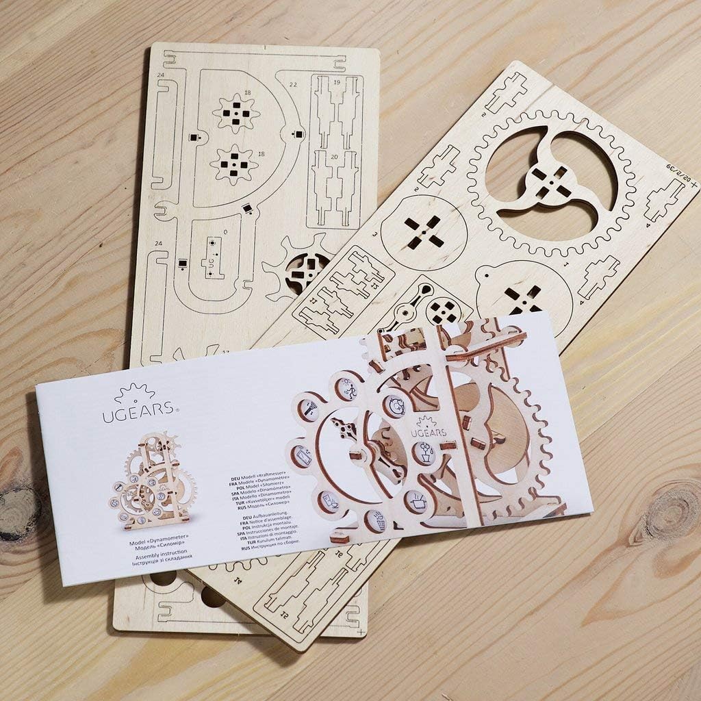 UGEARS Dynamometer - Mechanical Model Construction Kit 3D Wooden Puzzle for Self-Assembly Without Glue - Brainteaser for Kids, Teens and Adults