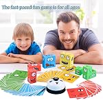 Wooden Face Changing Magic Cube Game, Expression Puzzle Building Blocks Pattern Matching Game, Educational Puzzles Toy Board Games for Kids and Adults with Bell
