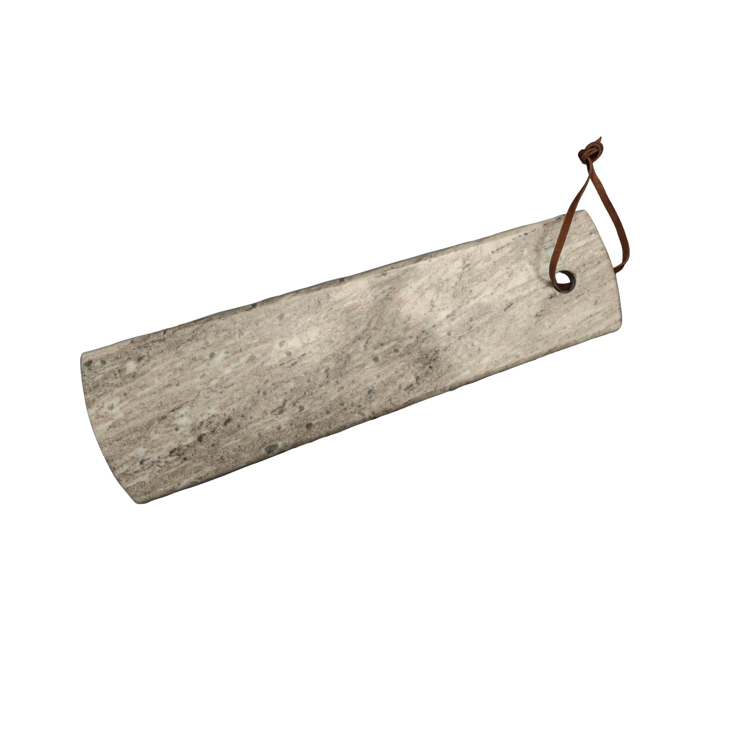 Arthur Cameron - Handmade Brown Marble Serving Platter/Chopping Board with Built-in Handle and Leather Strap - Perfect for food preparation or as a Large Cutting Board, Cheese Board or Serving Tray