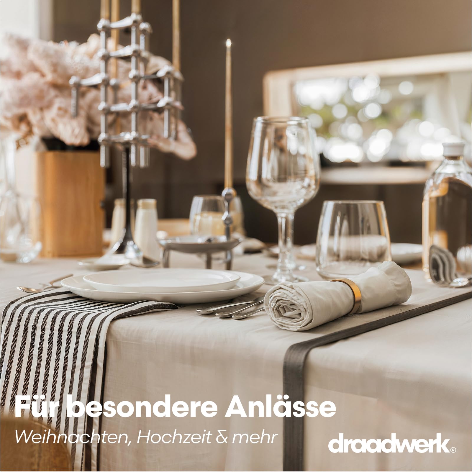 draadwerk® Lot de 8 ronds de serviette | Laiton de qualité supérieure | Design élégant | Accents parfaits pour les mariages, les dîners, les vacances et les occasions spéciales (or, 8)